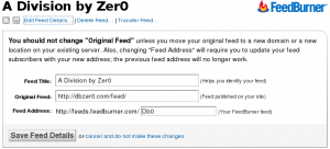 Changing Feedburner Feed Source